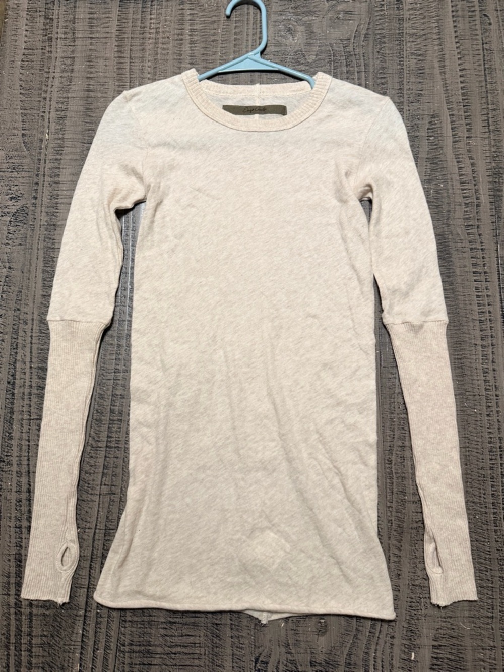 Enza Costa Light Beige Long-Sleeve Crewneck Top